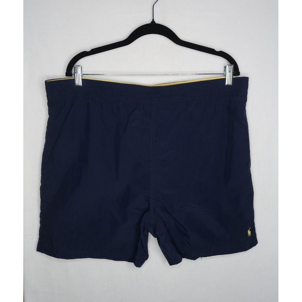 Polo Ralph Lauren Navy Swim Trunks Mens Large Yellow Pony Drawstring Board Short